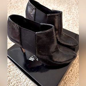 WHBM Black Lizard Embossed Leather Shortie